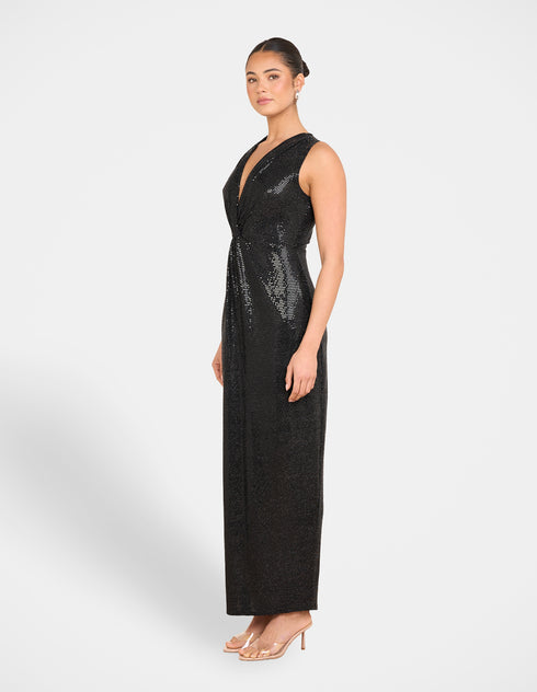 Zali Plunge Metallic Gown